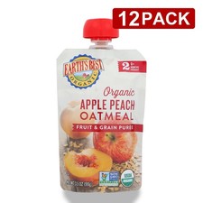 Earth'S Best Organic Apple Peach Oatmeal Baby Food Pouch 3.5 Oz 12 Pack