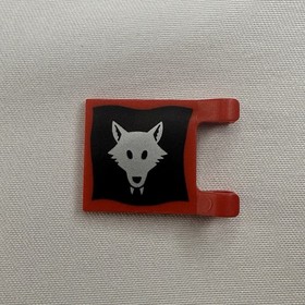 LEGO Red Flag 2 x 2 Square w Black Silver Wolfpack Pattern # 2335p44 6038 6075