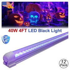 12Pcs 40W 4Ft LED UV Black Light Fixture Good for Room D cor Glow Party Lighting