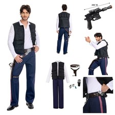 Star Wars Han Solo Cosplay Costume Mens Uniform Gun Prop/Belt Belt Holster set