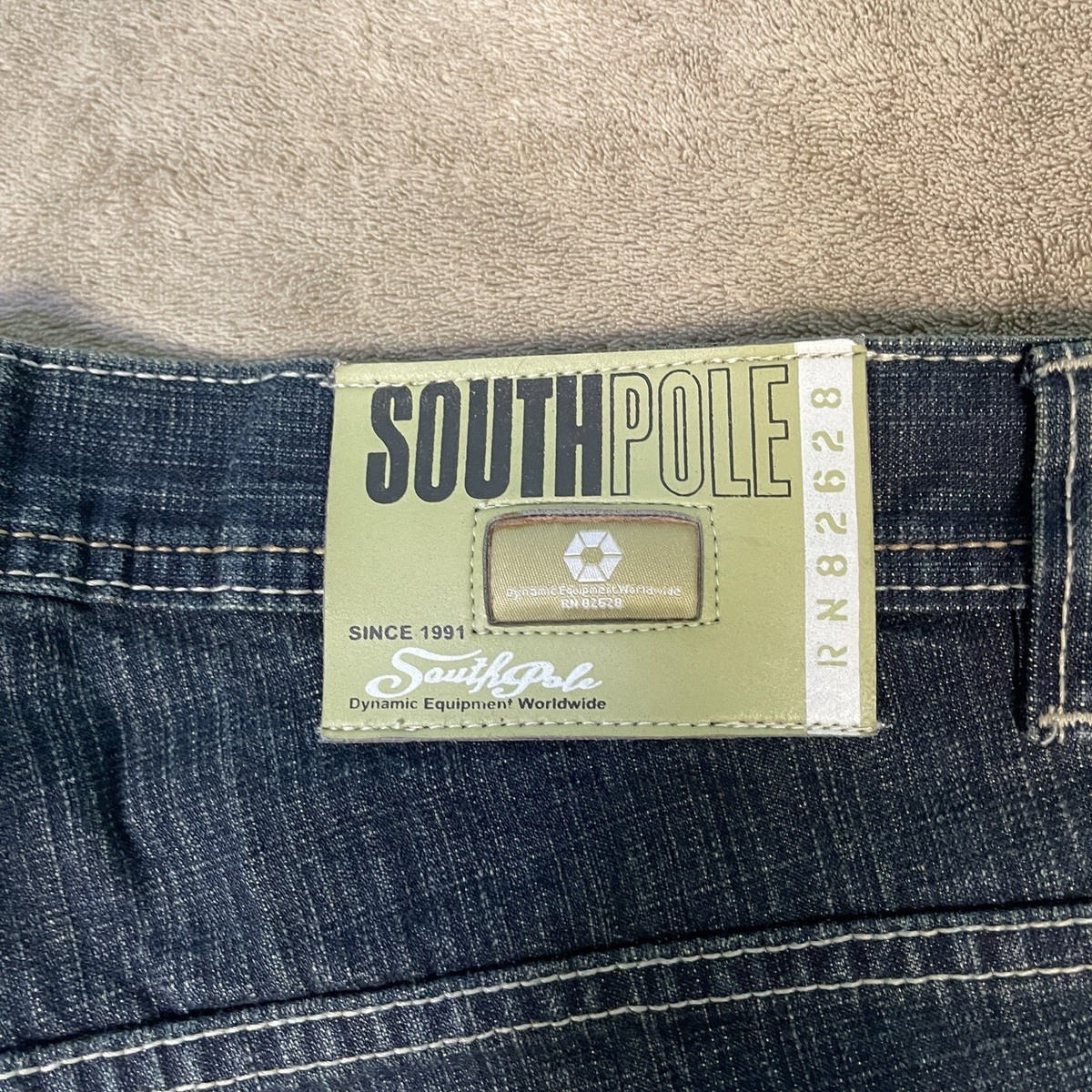SouthPole Y2K Baggy Wide Leg Skater Blue Jeans RN82628 Gold Tab
