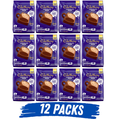 12 Packs Cadbury Hot Chocolate 3-in-1 Drink Cocoa Sugar Creamer 13 Sachets x 30g