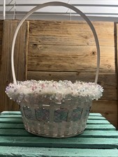 GORGEOUS Large Vintage Woven Pastel Easter Basket/Flower Girl Basket