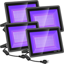 YANYCN 4 Pack 100W LED Black Lights, Blacklight Flood Light with Plug and Switch