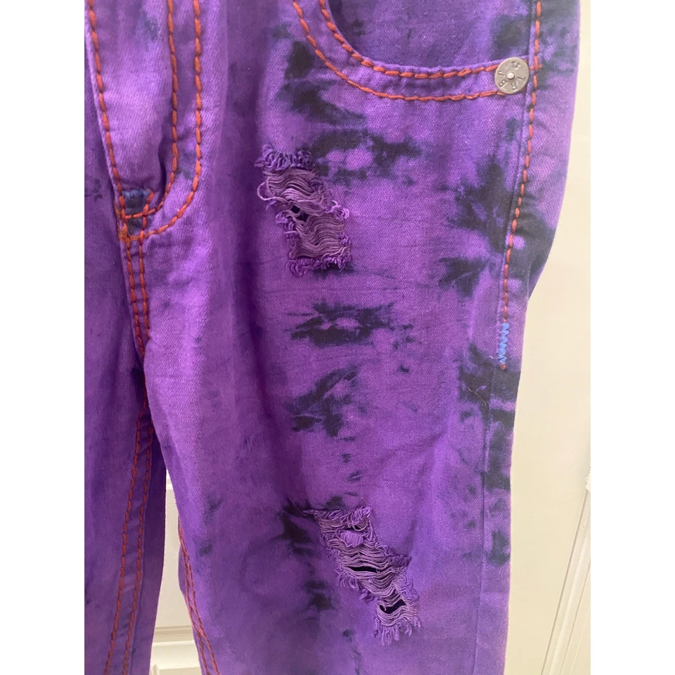 True Religion Urban корова Билли фиолетовый стирка искусственно состаренный джинсовой ткани Jean шорты Sz 34 - Изображение 4 из 4