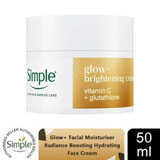 Simple Glow+ Facial Moisturiser Radiance Boosting Hydrating Face Cream, 50ml