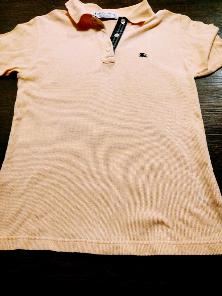 Top manga corta BURBERRY estilo POLO 100 % algodón (XS) piqué salmón Foto 3 de 4