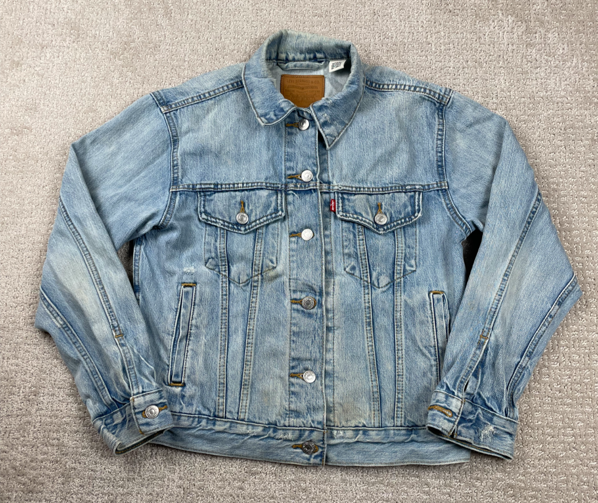 Levis Premium Denim Jacket Mens Small Medium Wash Faded Denim Type 3 Trucker