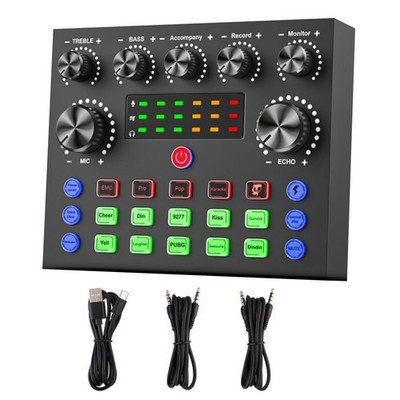 Multi-function V8S Sound Card W/Rich Sound Effect Live Broadcast Audio Equipment