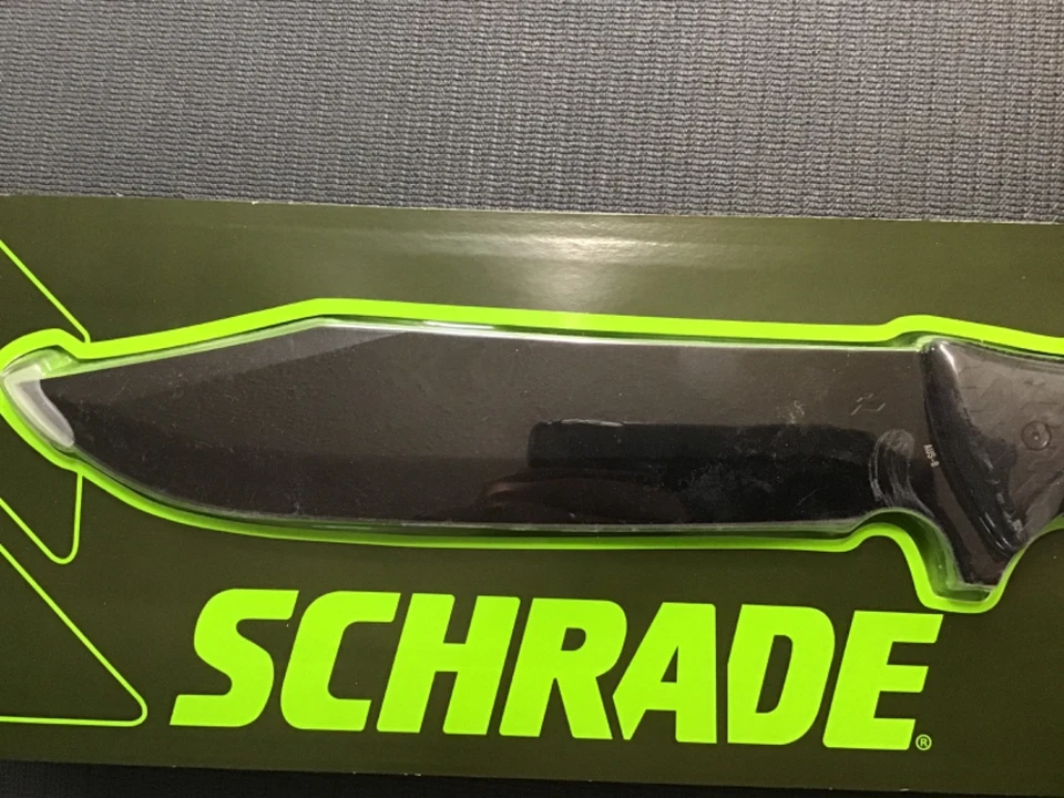 Schrade LeROY Fixed Knife 10.37" AUS-8 Steel Full Blade Black TPR Handle - Image 3 of 4