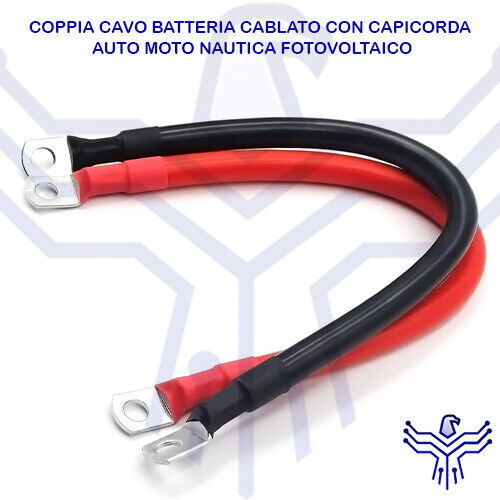 COPPIA CAVO BATTERIA CABLATO CON CAPICORDA AUTO MOTO NAUTICA FOTOVOLTAICO AUDIO - Afbeelding 1 van 2