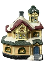 2005 Village Square Victorian House Christmas Snow Ceramic 4”x5”x3” Add A Light