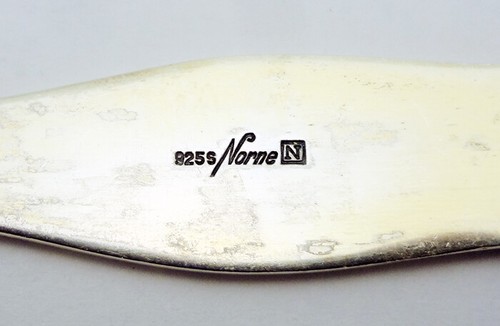 Estate Aksel Holmsen Norne Norway 5-1/8” Spoon in Sterling Silver Enamel Finish - Picture 5 of 6