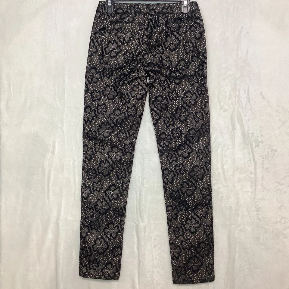 Xhilaration Pantalón Mujer Con Encaje Negro Sobre Vaqueros Diseño Talla 3 Grunge Floral Foto 4 de 4