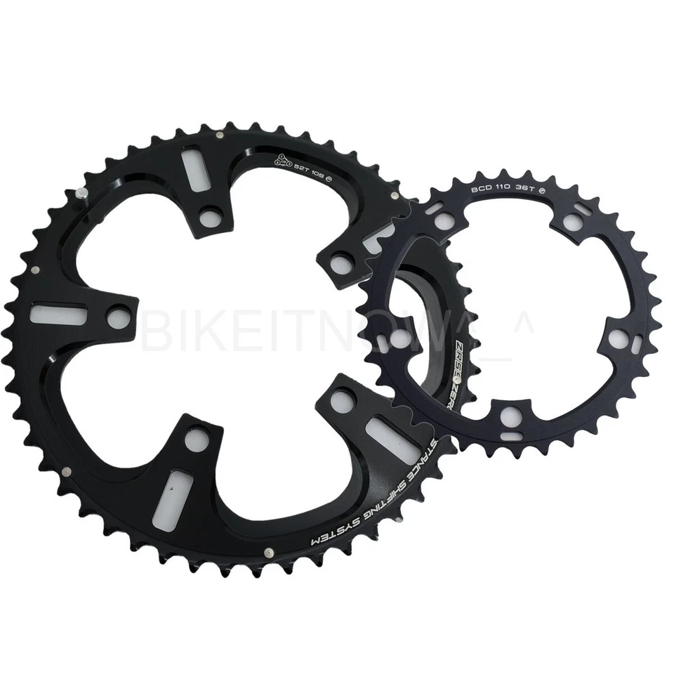 10Speed Bicycle Chainring 52-36T, Driveline 7075/T6, BCD 110mm Black Foto 2 de 4
