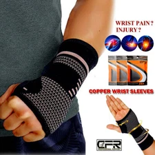 Copper Wrist Brace Hand Support Gloves Carpal Tunnel Splint RSI Sprain Pain US