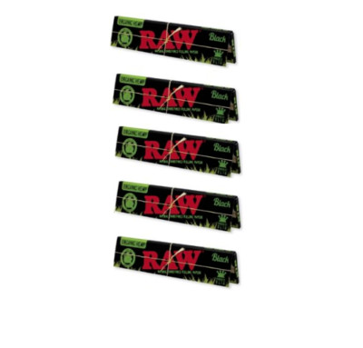 6  PACKS RAW Classic Black Organic King Size Slim Slow Burning Papers