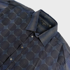 Ted Baker Men  s 100 Cotton Geometric Circles Button-Down Shirt Blue/Black   6