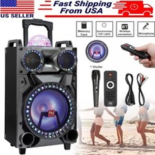 12" Woofer Bluetooth Portable Karaoke Machine PA System Speaker DJ Light w/ Mic