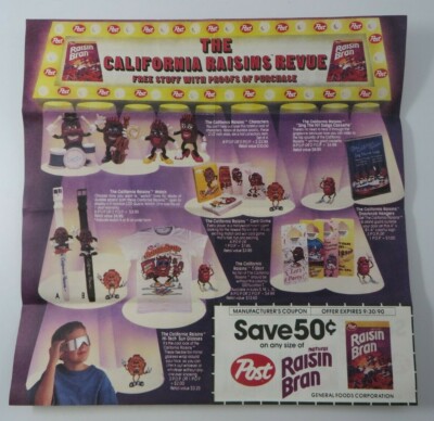 Vintage 1990 Post Cereal The California Raisins Advertisement Coupon Order Form