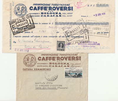 ITALIEN - Envel. Werbung & Rechnung 1954 Rösterei CAFFE' ROVERSI Bologna