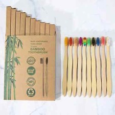 10 Pack Bamboo Toothbrushes, Biodegradable BPA-Free, Eco-Friendly Soft Bristles