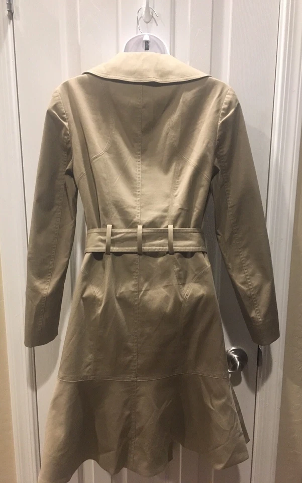 Abrigo Chaqueta Diane Von Furstenberg Mujer Volantes Cinturón Beige DVF Talla 0 Foto 2 de 4