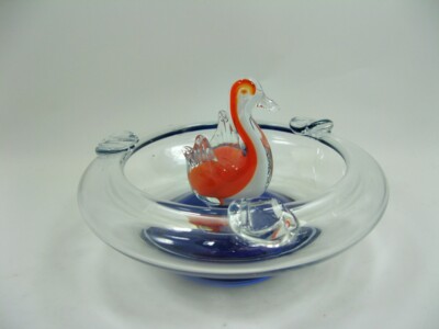 Murano- Ascher mit Schwan - Ø ca 16 cm - Höhe ca 10,5 cm
