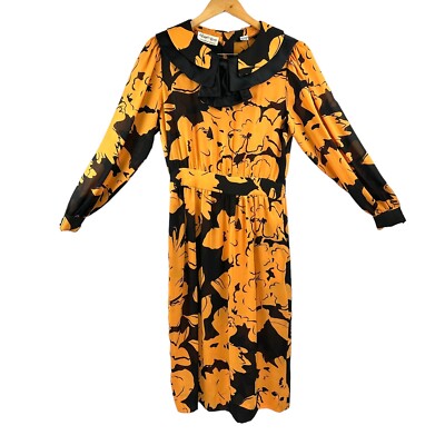 Vintage Albert Nipon Dress Womens 10 Executive Secretary Bow Floral Retro 1980s