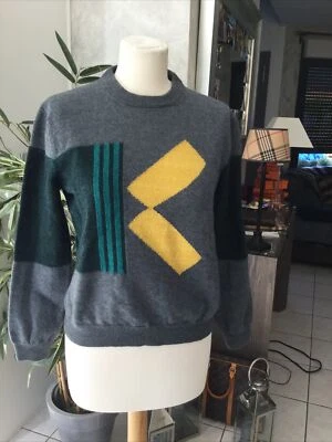 Pull KENZO taille S laine gris/jaune/vert bon état - Photo 1/4