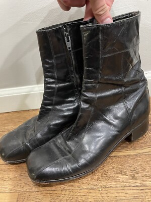 Vintage Men’s Black Florsheim Zip Up Zipper Leather Boots