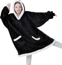 Bedsure Wearable Blanket Hoodie for Kid - Sherpa Fleece Hooded Blanket for Teens