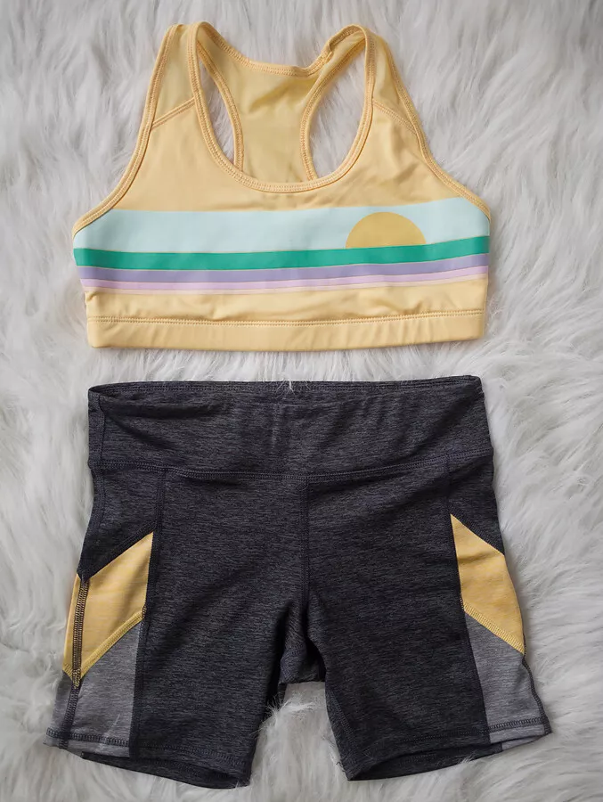 Old Navy Girls Size XXL 16 Activewear Lot Sports Bra Shorts Gray