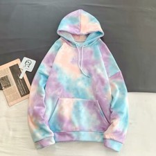 Adult Hoodie Tie Dye Casual Pullover Drawstring Front Pocket Hooded Sweatshirt