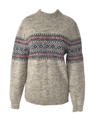 Small Vtg Fisherman Sweater By Green Mountain Threadworks 100% Wool Gray