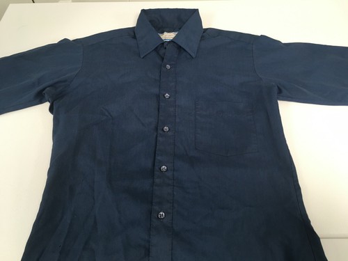 Vintage Sears Perma Prest Men's Short Sleeve Work Shirt, Small (15) Blue~Classic