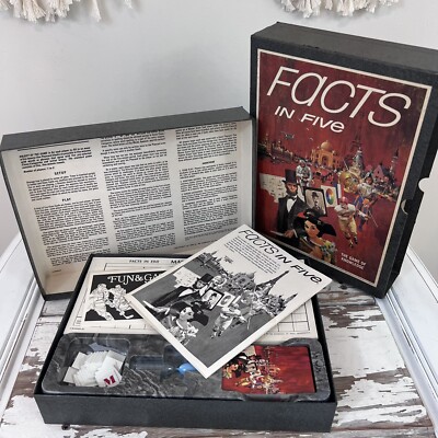 FACTS IN FIVE - The Game of Knowledge - VINTAGE 1967 3M Bookshelf Game COMPLETE
