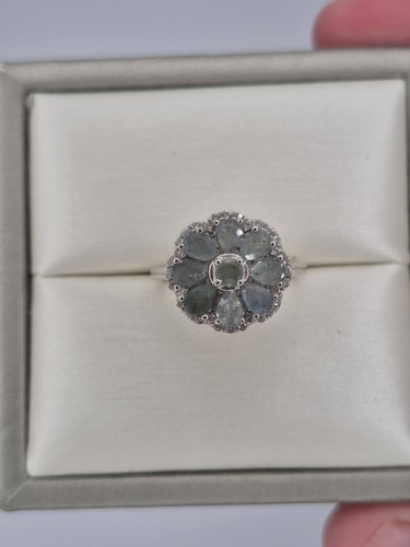 SIZE L 1.70ct Alexandrite & Natural Zircon Floral Ring 925 Sterling Silver - Picture 4 of 10
