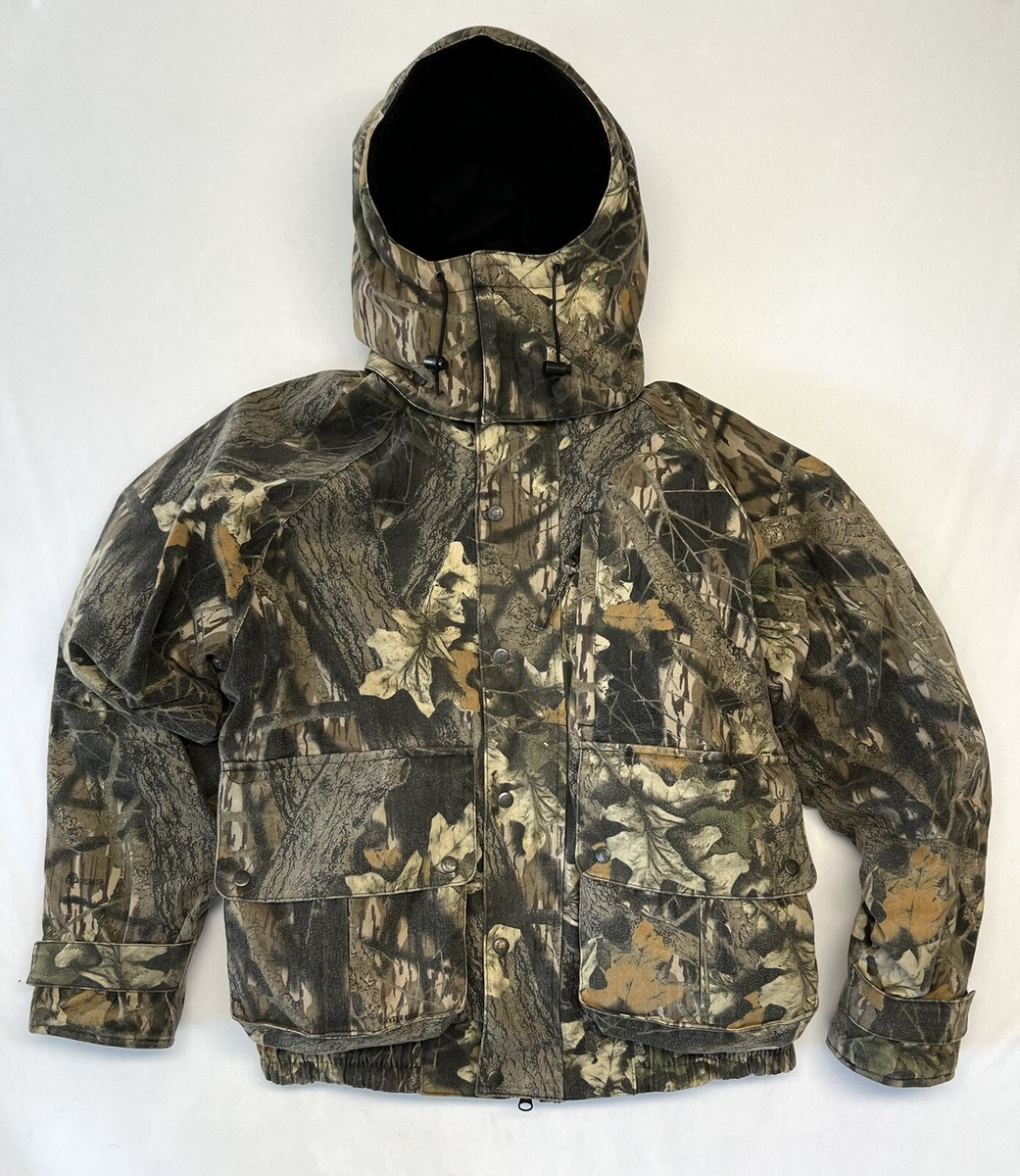 Vintage 80's Mossy Oak Hunting Breakup Camo Hooded Insulated Coat
