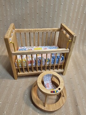 VINTAGE BABT CRIB AND WALKER FOR MINIATURE DOLLHOUSE