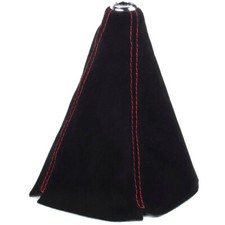 Jdm Red Stitch Suede Leather Shifter Shift Gear Knob Boot Cover Universal