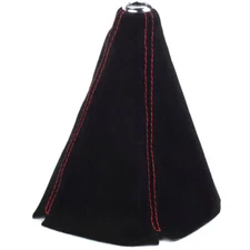 JDM Red Stitch Suede Leather Shifter Shift Gear Knob Boot Cover Universal