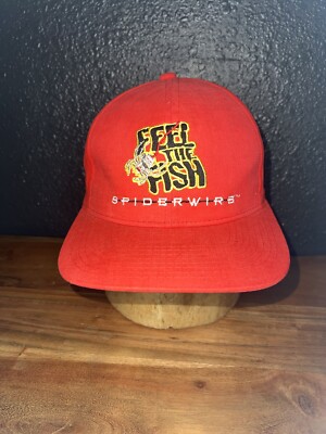 Spiderwire Fishing Line Hat Red Adjustable Strap Cap Feel