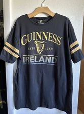GUINNESS IRELAND Men’s Slim-Fit Black Tape Tee Rugby Souvenir Shirt  Size L