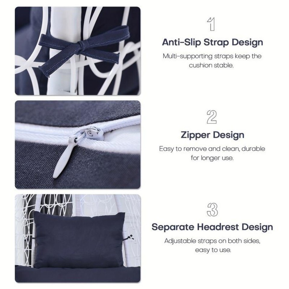 Egg Shaped Hanging Seat Cushion Soft Comfortable with Headrest for