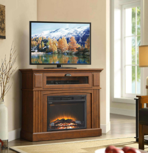 Modern Fireplace Heater Bookcases Mantle Firebox Corner Storage