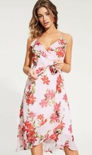 ❤ NWT Guess DAYDREAM GINGHAM FLORAL WRAP DRESS SIZE L ❤