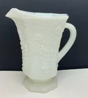 Vintage Anchor Hocking White Milk Glass Grape & Vines Pitcher Vase