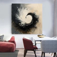 Hand-painted abstract oil Painting on canvas Home Wall Black 24in