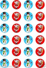 24x PRECUT CHRISTMAS/XMAS SANTA/SNOWMAN/FATHER RICE/WAFER PAPER CUP CAKE TOPPERS